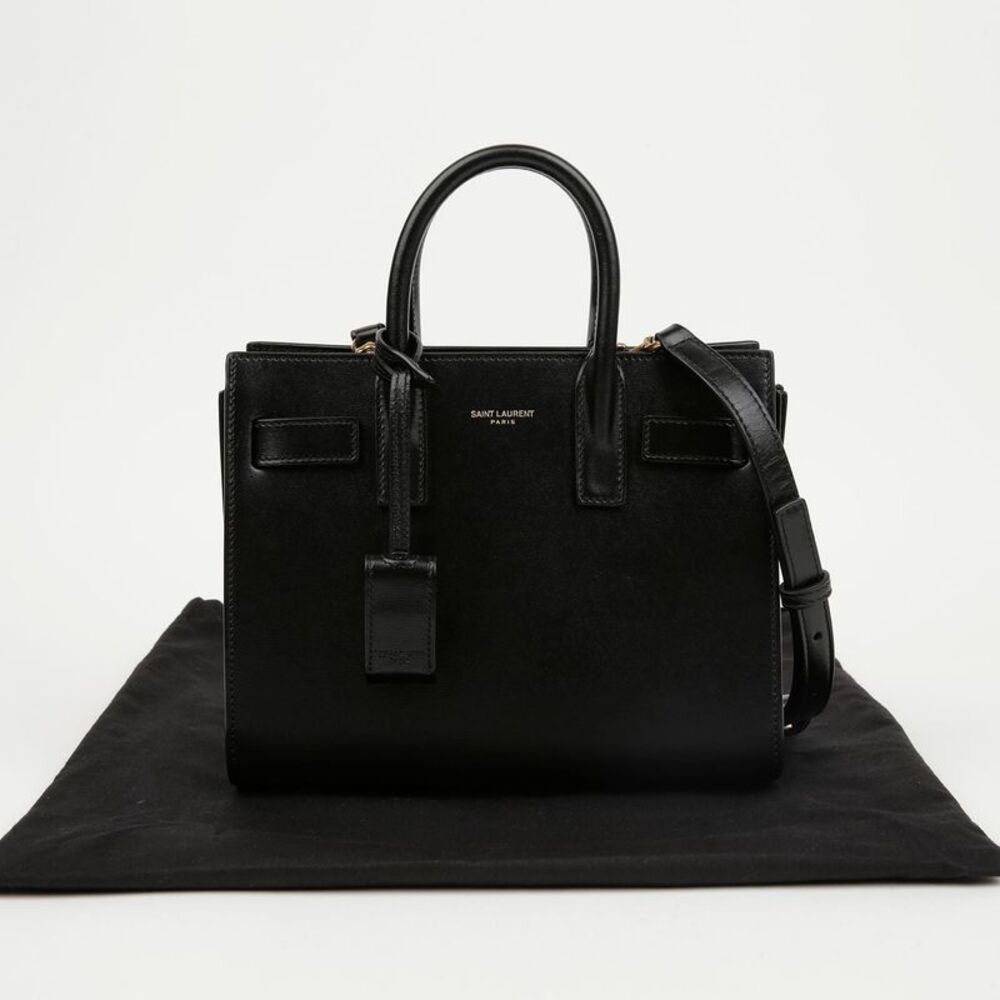 Nano Smooth Leather Tote Bag Black With Gold Hardware